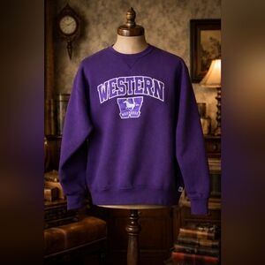 Vintage Russell Athletic Western Mustangs Crewneck Sweatshirt XXL Purple
